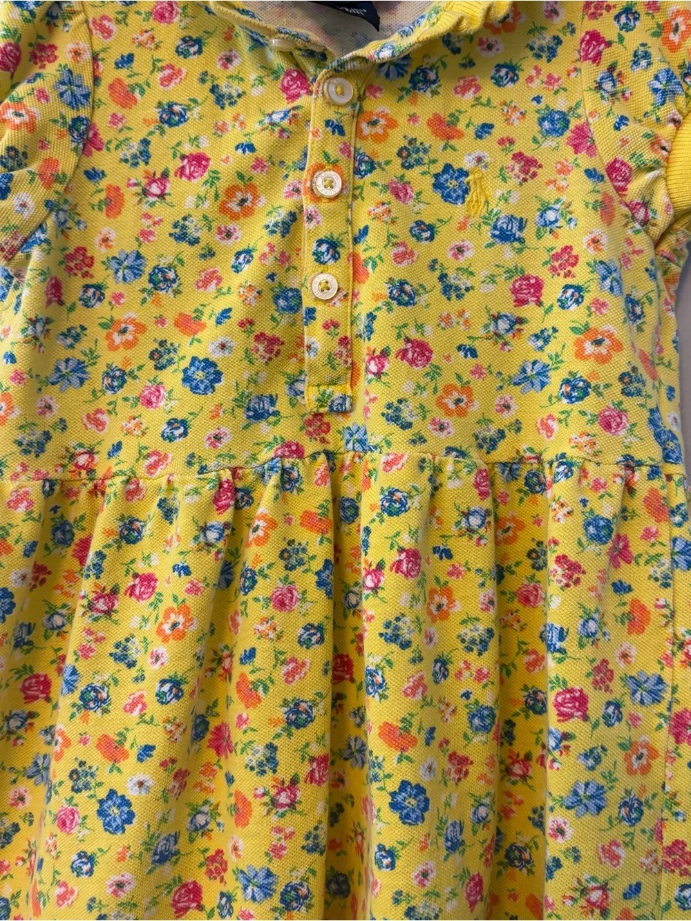 Ralph Lauren yellow floral short sleeve pique polo dress size 18 months